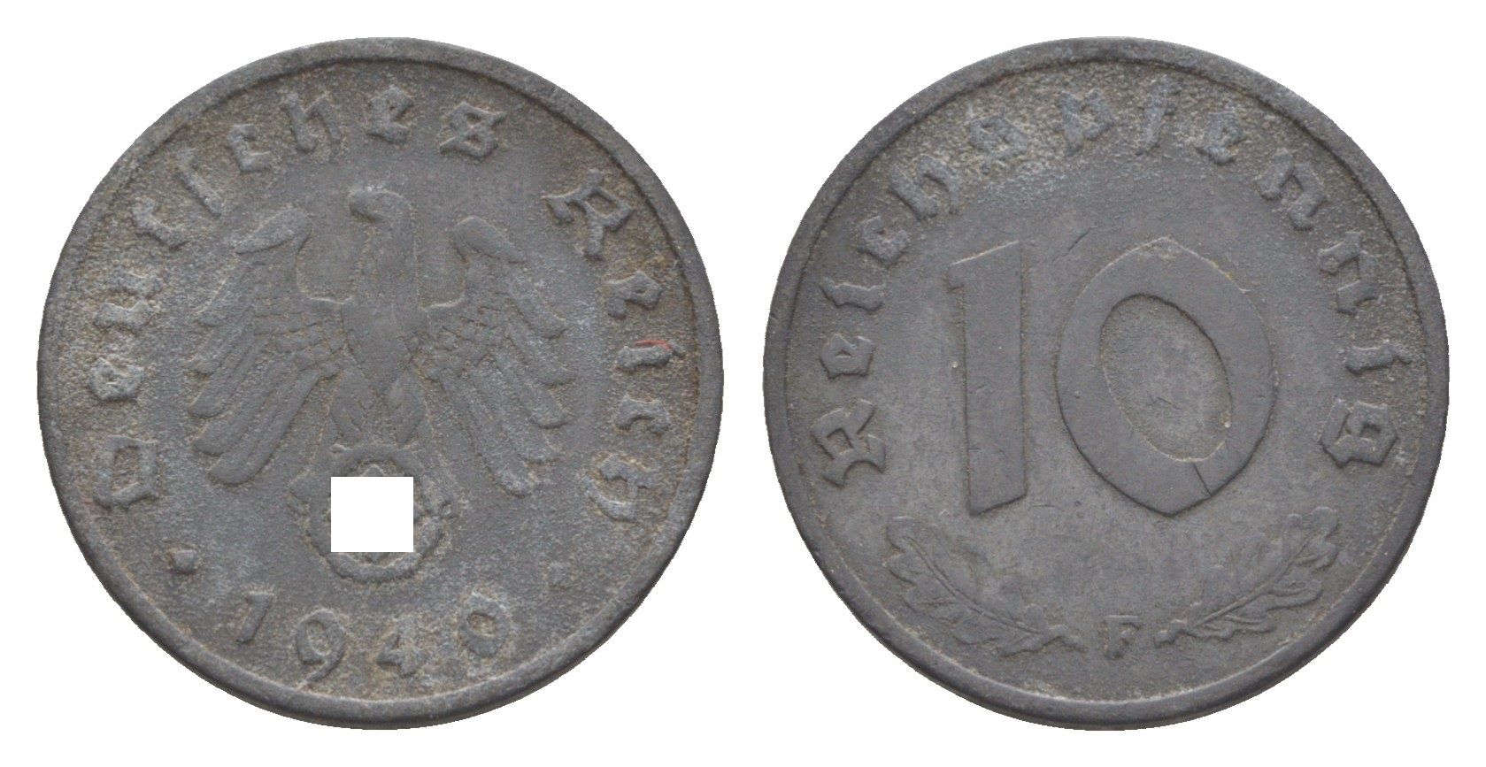 Германия 10 рейхспфеннигов 1940 F KM 101, J. 371 цинк 4613-456