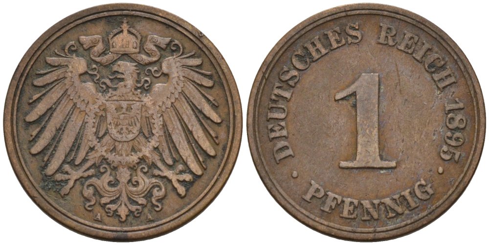 Германия 1 пфенниг 1895 A KM 10, J. 10 медь 4567-1118