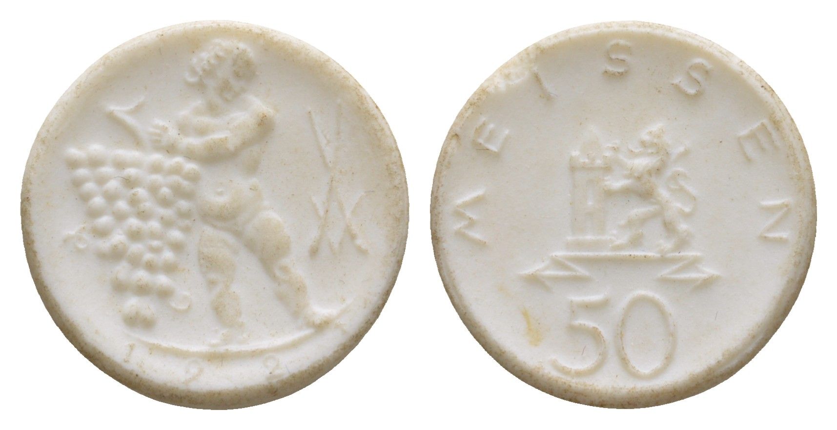 Майсен 50 пфеннигов 1921 Men05 16521.9, Scheuch 171n, Men18 20725.9 фарфор 1094-10-51