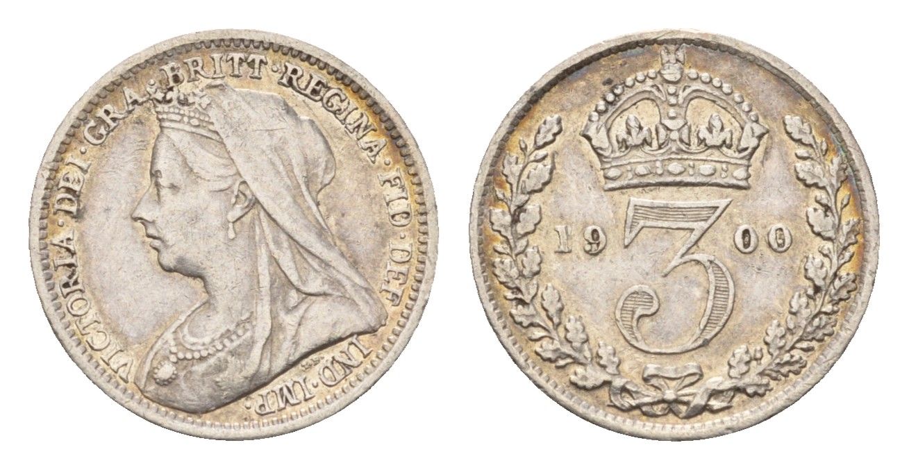 Великобритания 3 пенса 1900 Виктория (1837-1901) KM 777, Spink 3942 серебро 4174-1054