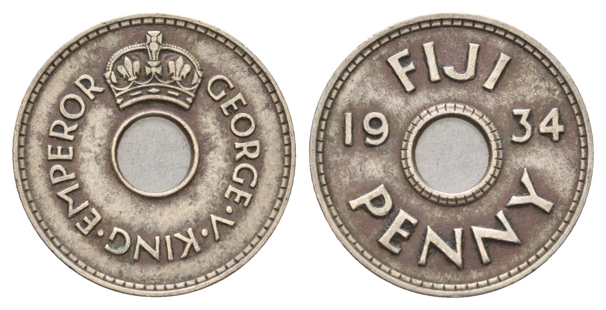 Фиджи 1 пенни 1934 Георг V (1910-1936) KM 2 медно-никель 4671-354