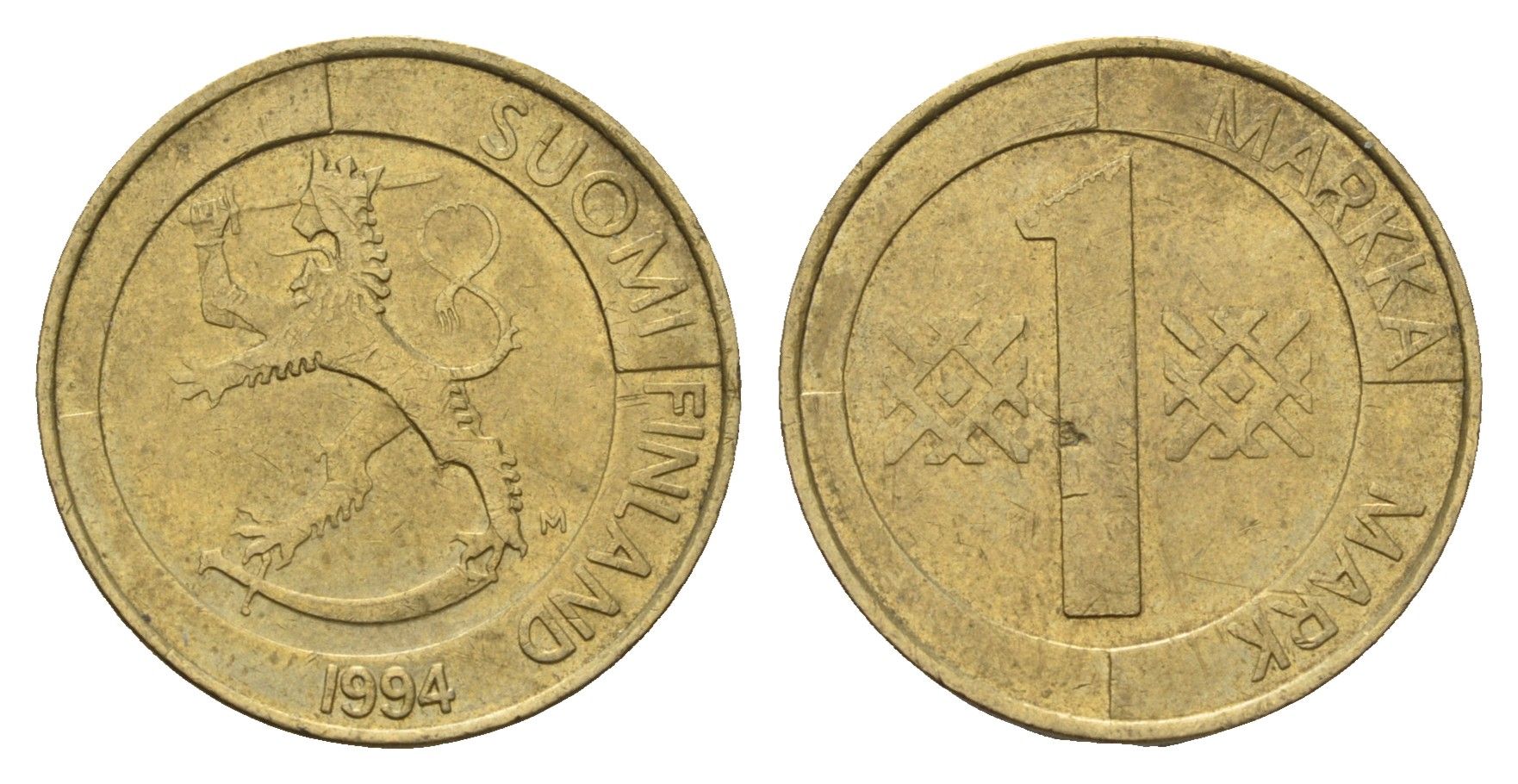 Финляндия 1 марка 1994 KM 76 алюминиевая бронза 4703-617