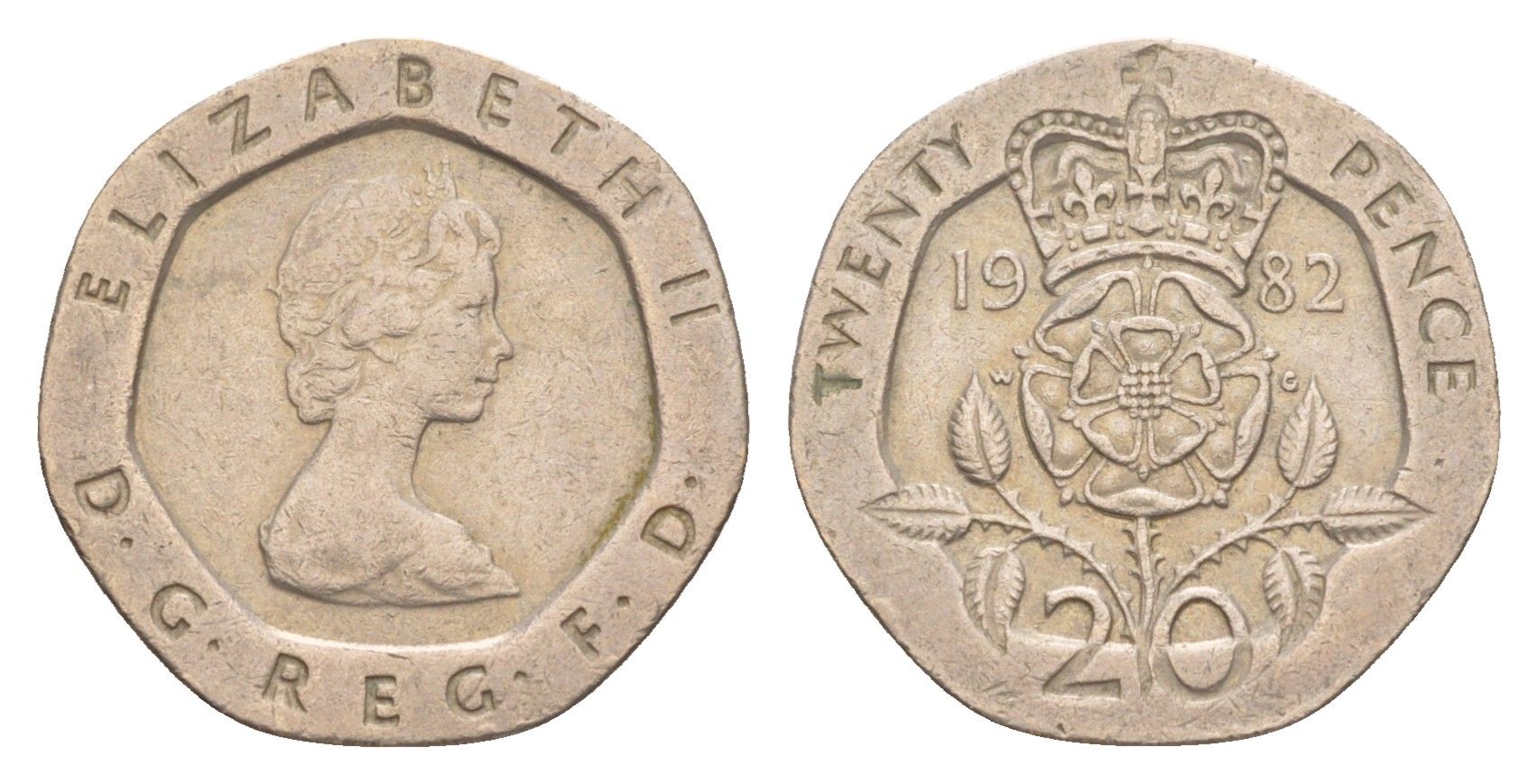 Великобритания 20 пенсов 1982 Елизавета II (1952-2022) KM 931, Spink 4230 (G1) медно-никель 4639-817