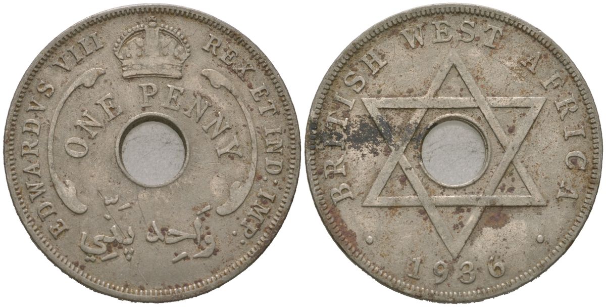 Британская Западная Африка 1 пенни 1936 Эдуард VIII (1936) KM 16 медно-никель 4149-916