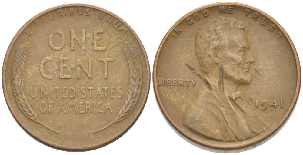 США 1 ЦЕНТ 1941 ЛИНКОЛЬН KM 132 бронза 3309-451