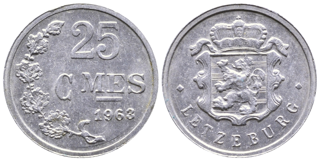 ЛЮКСЕМБУРГ 25 САНТИМОВ 1963 KM 45а.1 алюминий 53-145