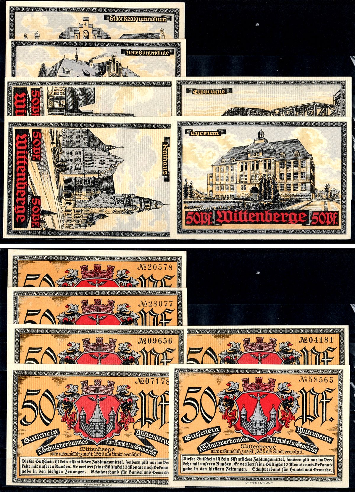 Виттенберге (Пруссия, Бранденбург) набор из 6 нотгельдов 1921 2193-46-1-1