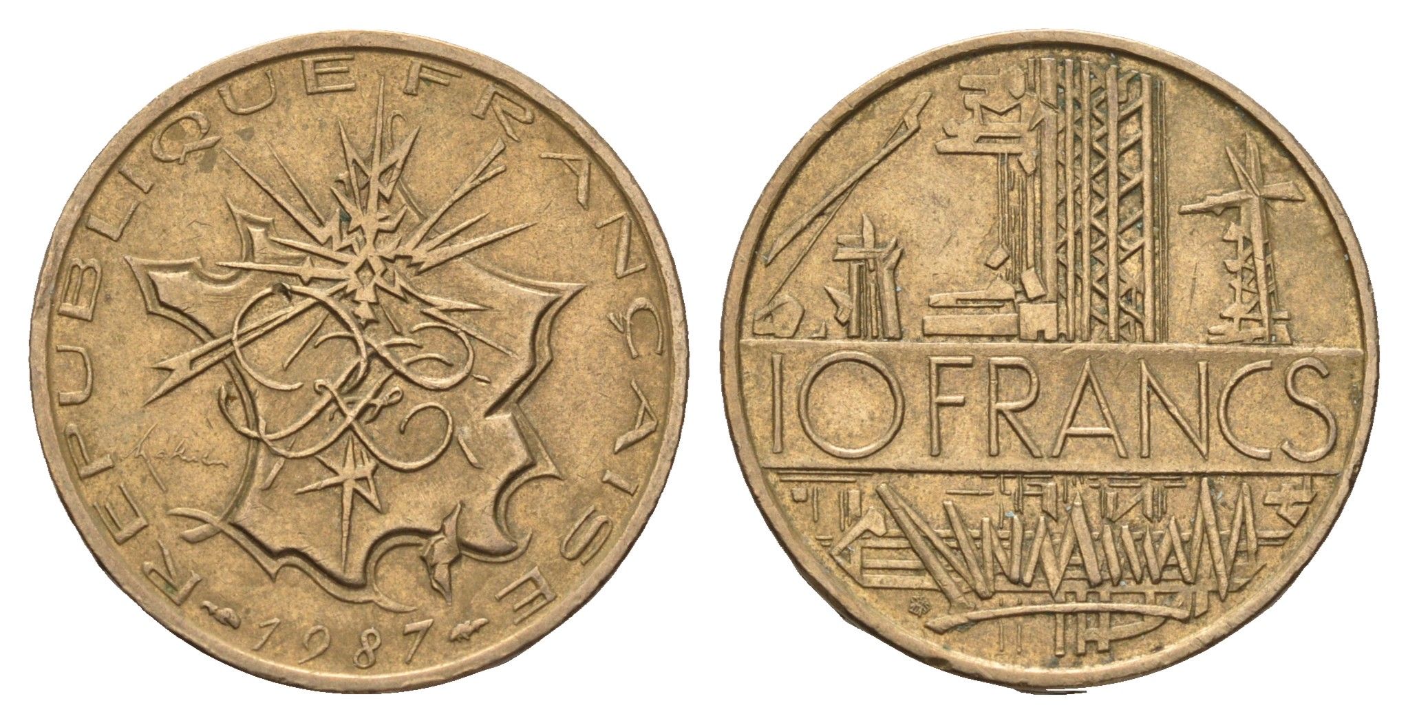Франция 10 франков 1987 KM 940 медь алюминий никель 4118-625