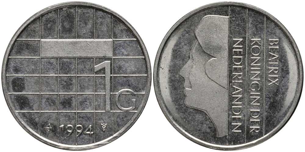Нидерланды 1 гульден 1994 Беатрикс (1980-2013) KM 205 никель 113-714