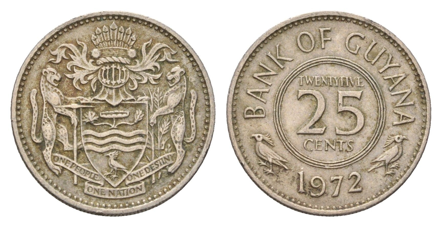 Гайана 25 центов 1972 KM 34 медно-никель 4674-965