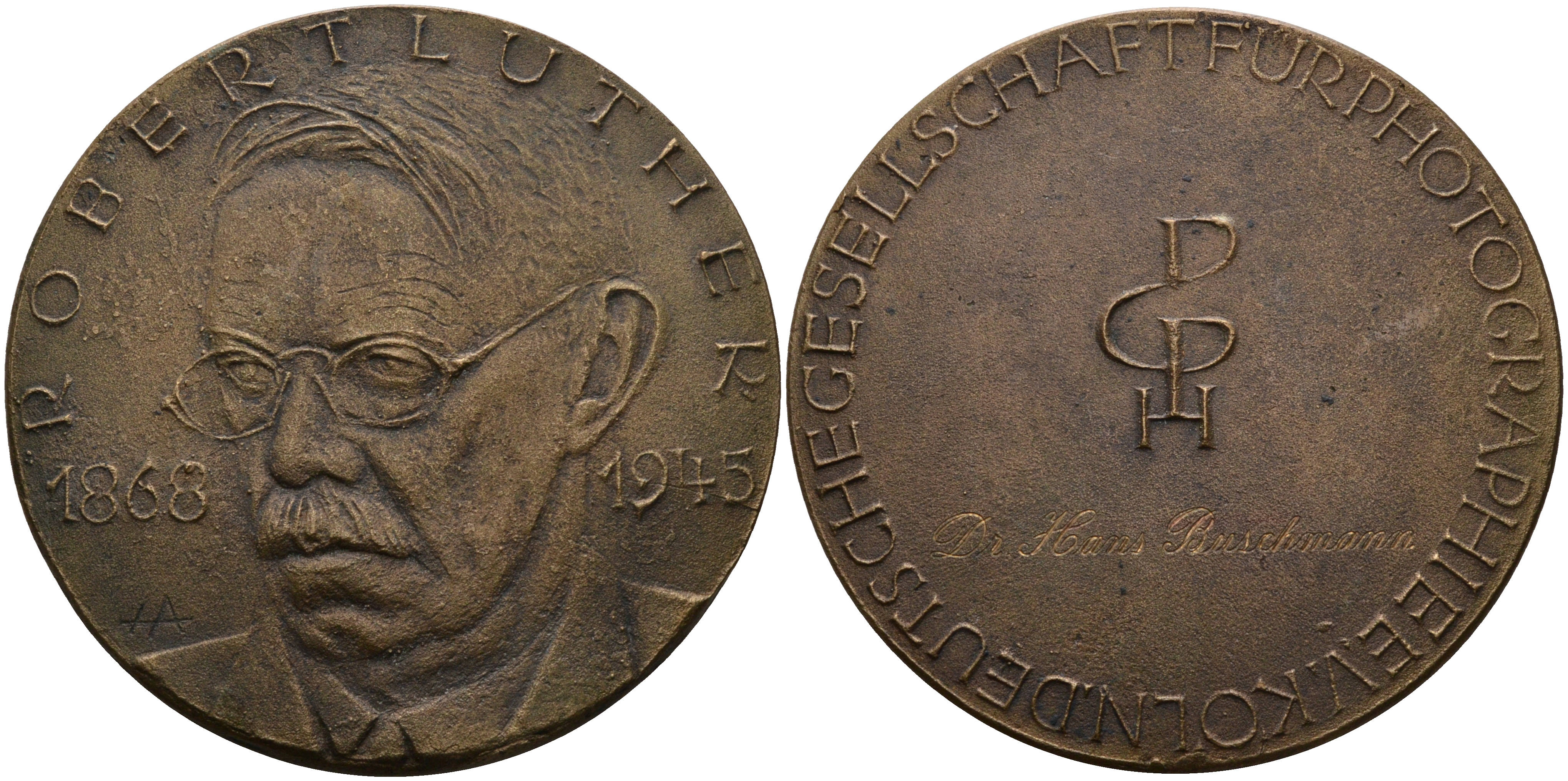 ФРАНЦИЯ МЕДАЛЬ ND РОБЕРТ ЛУЗЕР (1868-1945) ФОТОГРАФ, ДИАМЕТР 86 ММ. ВЕС 276 ГР., ДОКТОР ГАНС БУШМАН бронза 00-00