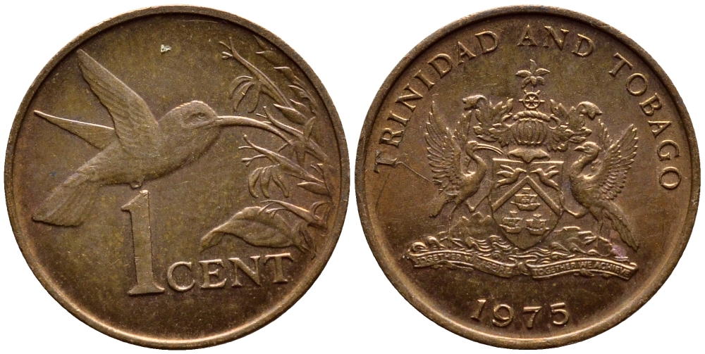 Тринидад и Тобаго 1 цент 1975 колибри KM 25 бронза 4396-948