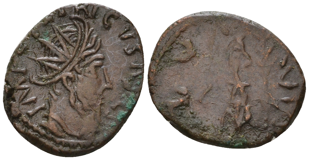 Римская Империя, императоры в Галлии антониниан 274 Тетрик, IMP C TETRICVS P F AVG, бюст императора / SALVS AVG, Салюта, персонификация Здоровья, локальная чеканка в Галлии RIC 126 биллон 1073-25-75