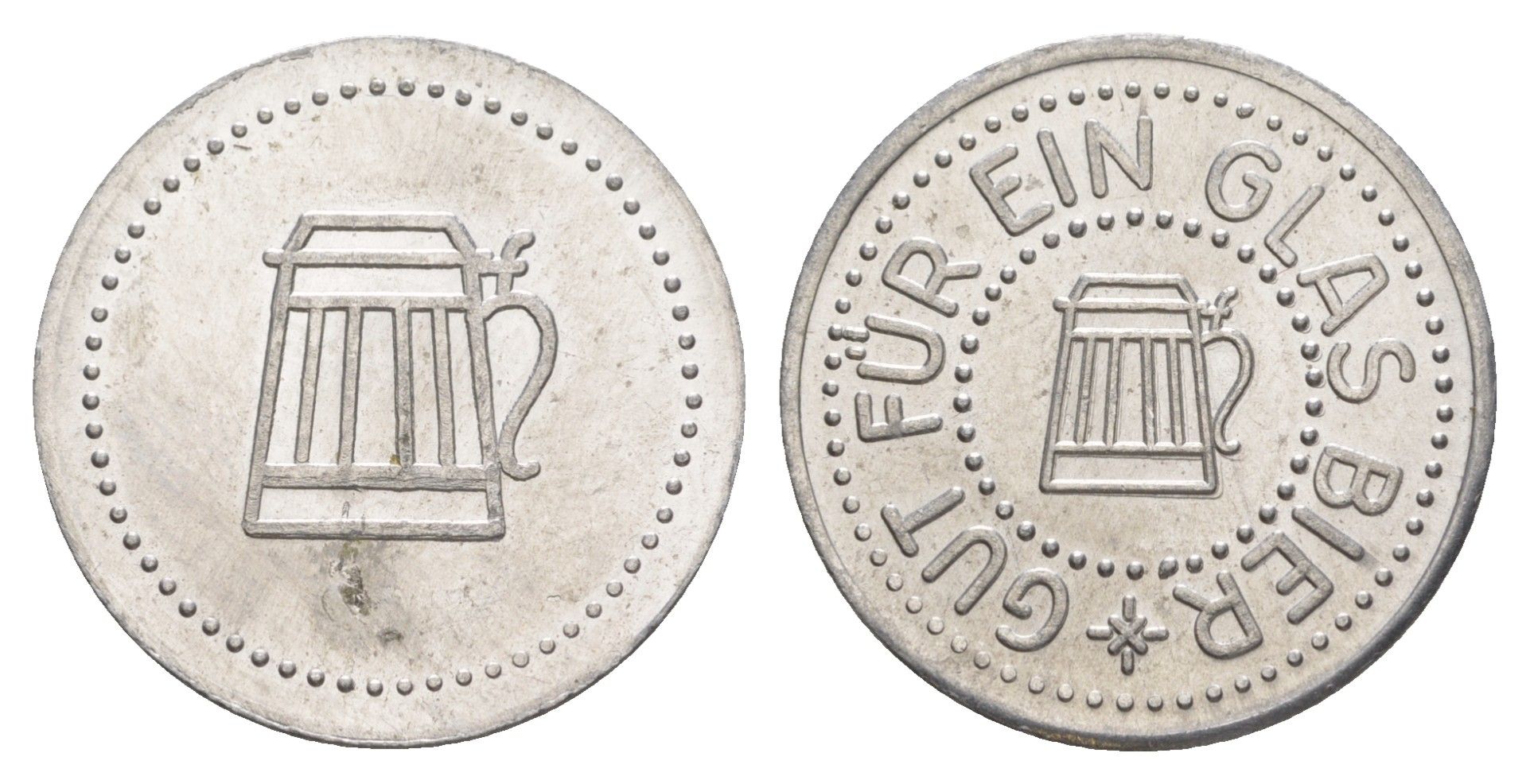 Германия жетон в 1 "стакан пива" ND диаметр 24 мм, вес 1,1 гр алюминий UNC 4638-832