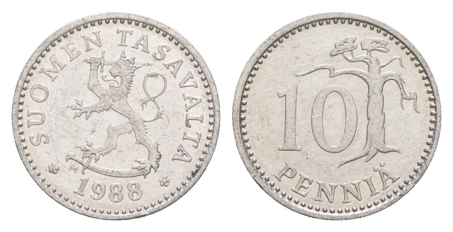 Финляндия 10 пенни 1988 KM 46a алюминий 4647-349