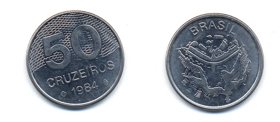 БРАЗИЛИЯ 50 КРУЙЗЕЙРО 1984 KM 594.1 сталь aUNC 76-656