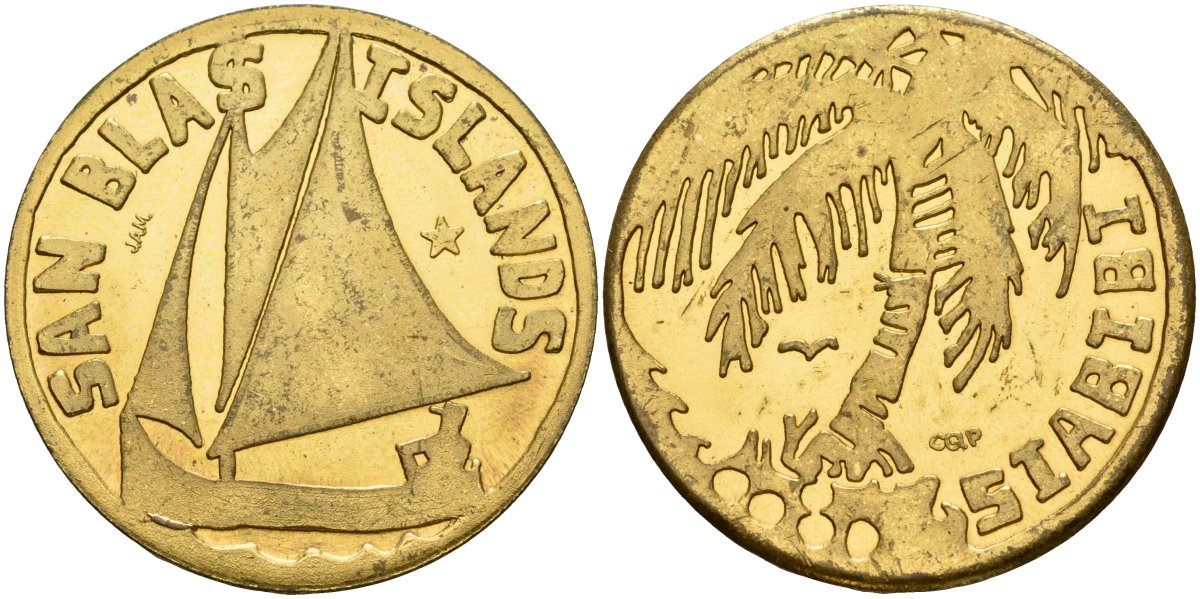 Панамские острова Сан-Блас 5 кокосов 1977 латунь 3711-113