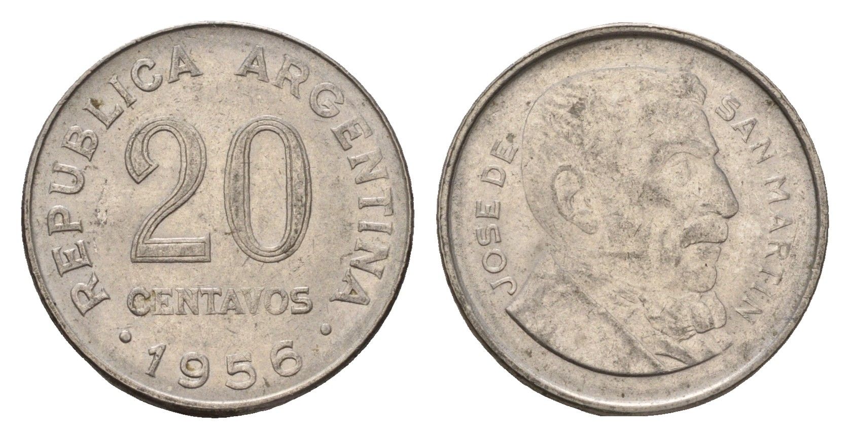 Аргентина 20 сентаво 1956 KM 52 сталь плакированная никелем 4679-831
