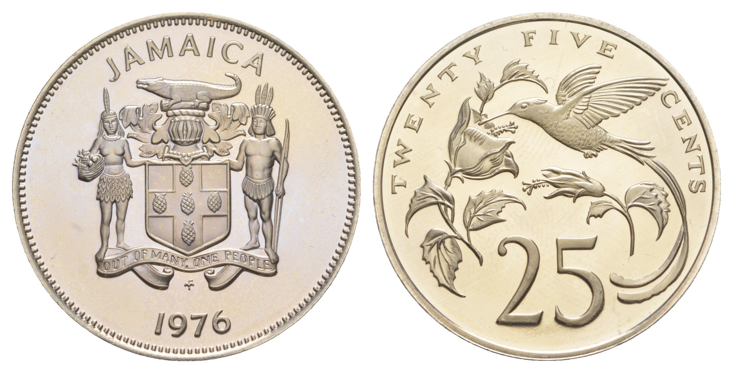 Ямайка 25 центов 1976 KM 56 медно-никель PROOF 25-626