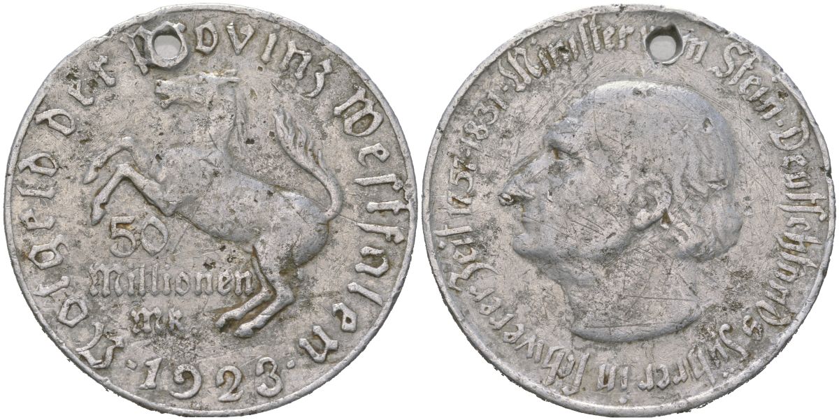 Вестфалия 50000000 марок 1923 отверстие Funck 645.13 алюминий 11-239-13