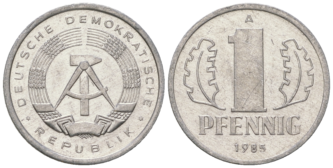 ГДР 1 пфенниг 1985 А KM 8.2 алюминий 4651-133