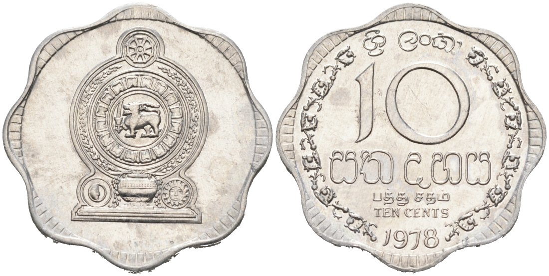 Шри-Ланка 10 центов 1978 KM 140 a алюминий 89-1453