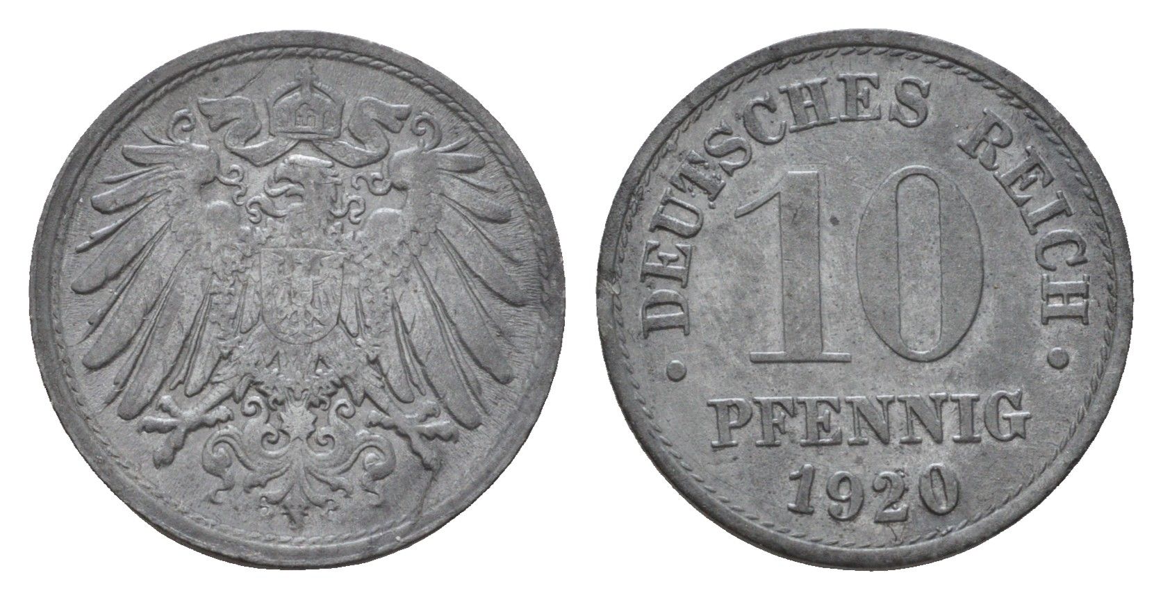 Германия 10 пфеннигов 1920 KM 26, J. 299 цинк 4636-1133