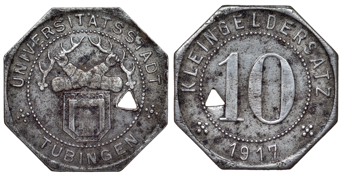 Тюбинген 10 пфеннигов 1917 Funck 551.6 железо 4119-1242
