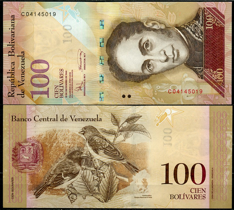 Венесуэла 100 боливаров 2008 Симон Боливар, птицы Pick 93 b  бумага  UNC (пресс) 447-81-2