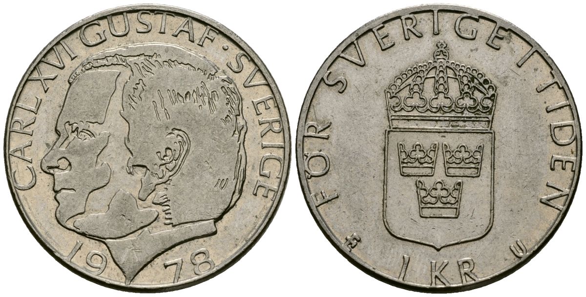 Швеция 1 крона 1978 Карл XVI Густав (1973- ) KM 852 медь плакированная медно-никелем 4171-1233