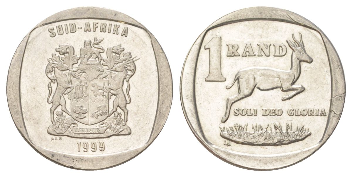 ЮАР 1 ранд 1999 KM 164 медь плакированная никелем aUNC 4627-345