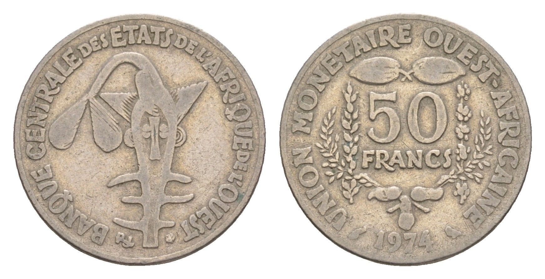 Западная Африка (BCEAO) 50 франков 1974 KM 6 медно-никель 4655-822