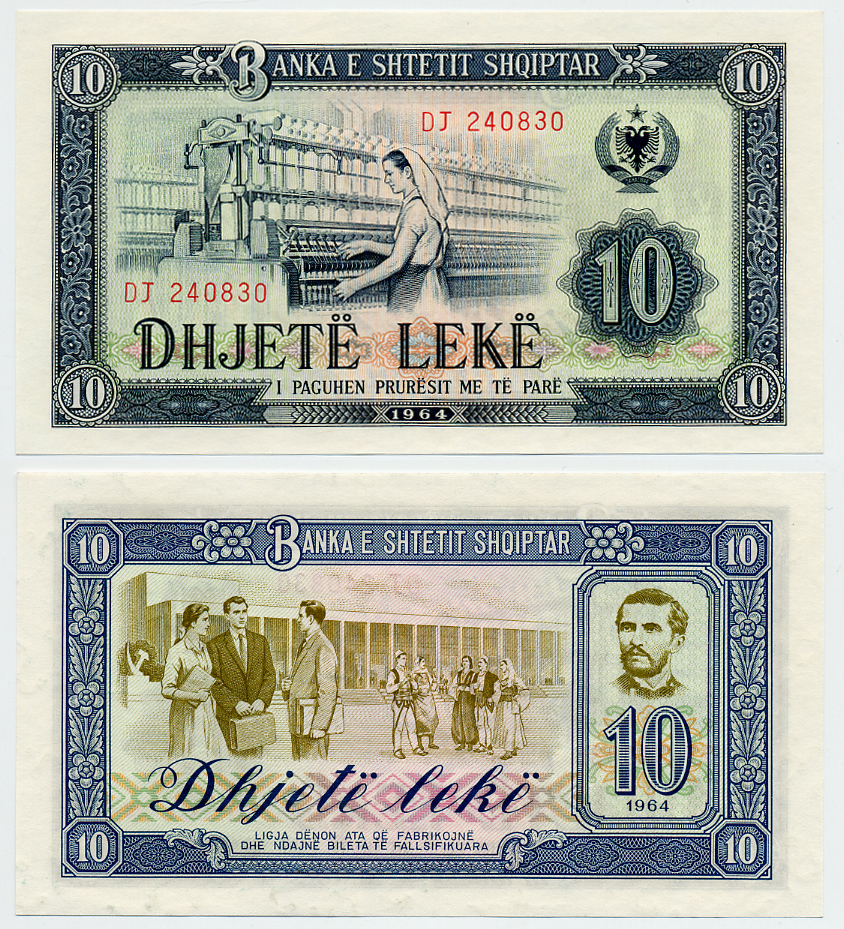 Албания 10 леков 1964 ткачиха, Наим Фрашери Pick 36 а бумага UNC (ПРЕСС) 6280-34-2