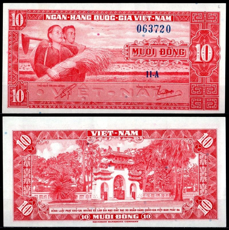 Вьетнам Южный 10 донг ND (1962) Pick 5 a бумага aUNC 7486-20-1-2