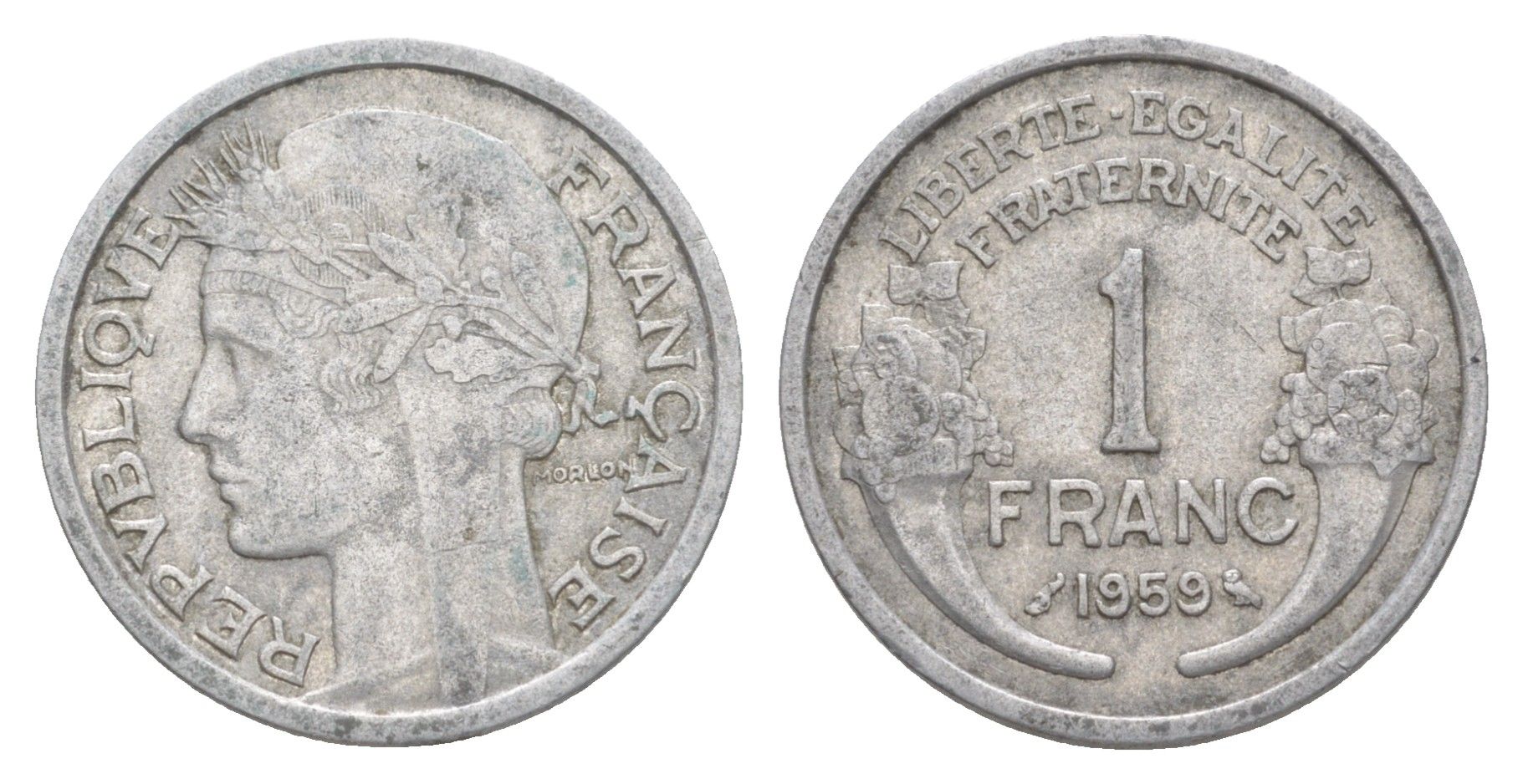 Франция 1 франк 1959 KM 885a алюминий 4641-1027