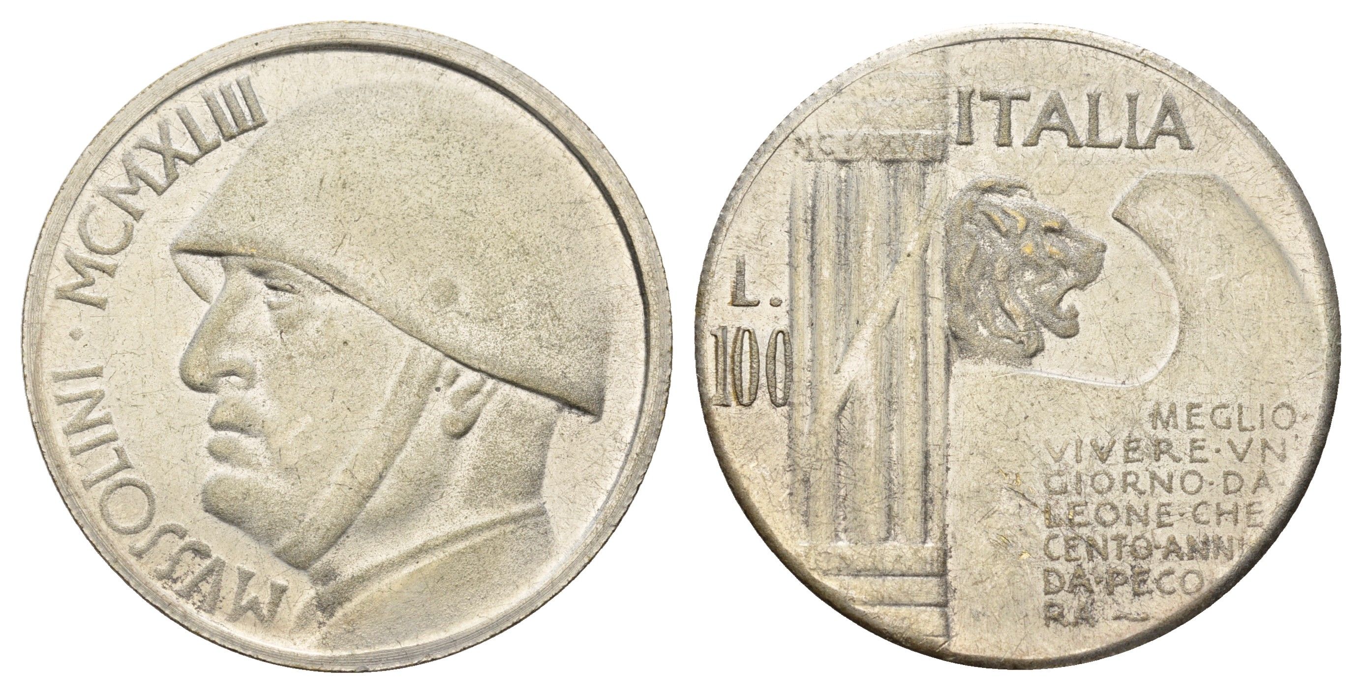 Италия фентезийная монета - жетон - 100 лир 1928 диаметр 35,5 мм, вес 16,2 гр никель 4667-1021