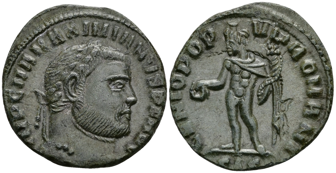 Римская Империя 1/4 нуммия 305 Максимиан Геркулий GENIO POPVLI ROMANI Сисция Good Very fine RIC 146 бронза 1073-3-3-6