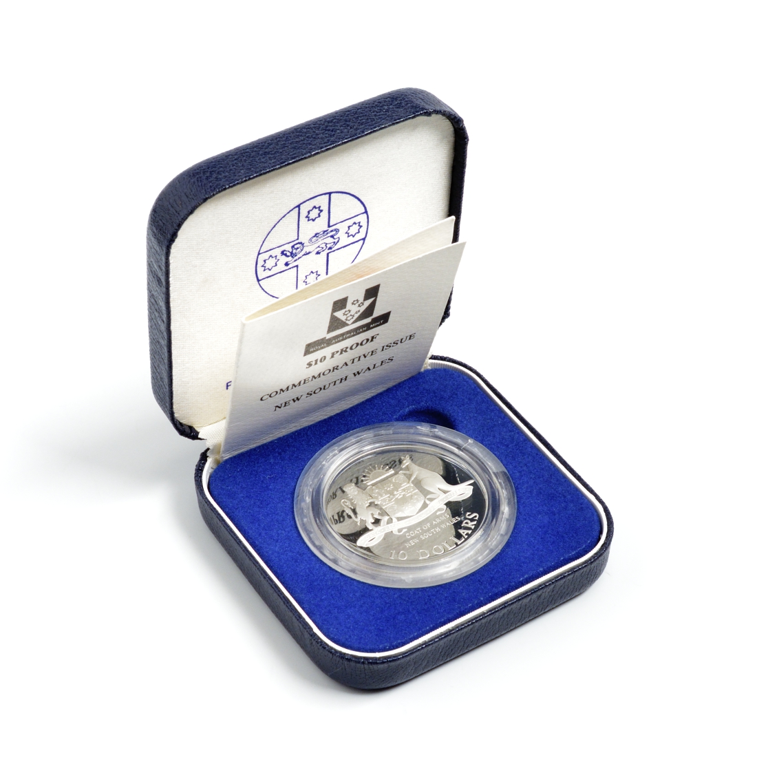 Австралия 10 долларов 1987 Новый Южный Уэльс, в оригинальной коробке, с сертификатом KM 93 серебро PROOF 4-3-4-35