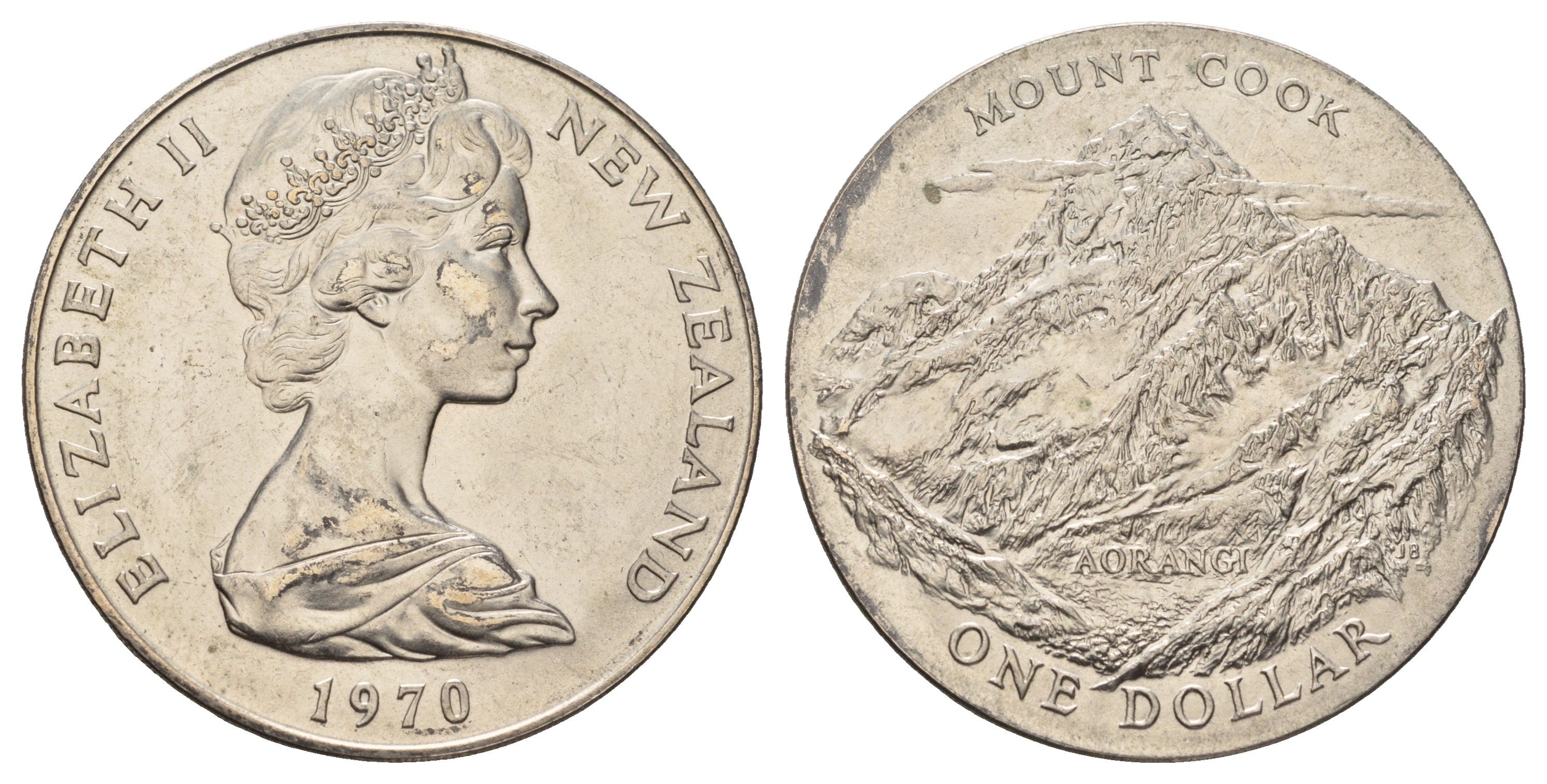 Новая Зеландия 1 доллар 1970 гора Кука KM 42 медно-никель BU 1101-2-23