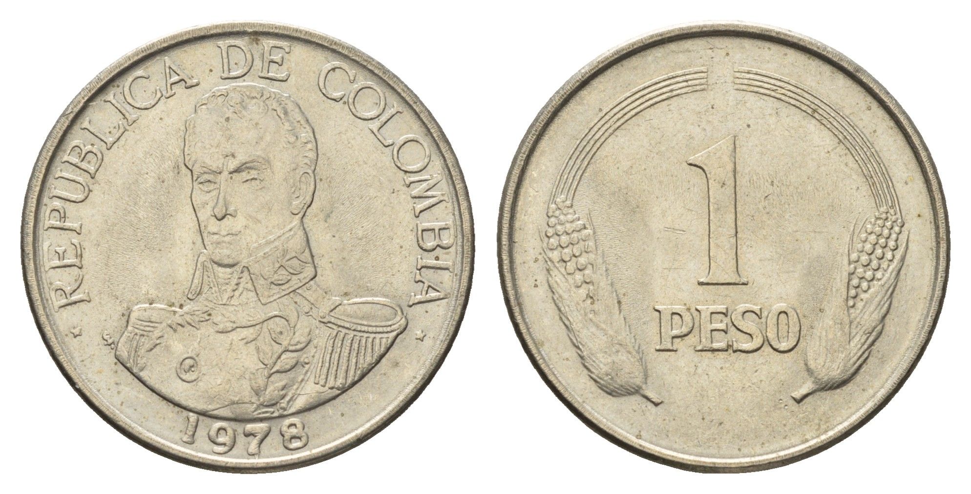 Колумбия 1 песо 1978 Симон Боливар KM 258.2 медно-никель UNC 4698-126