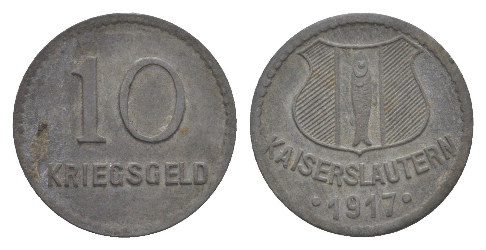 Кайзерслаутерн 10 пфеннигов 1917 Funck 231.2, Men18 15785.3 цинк 4636-1233