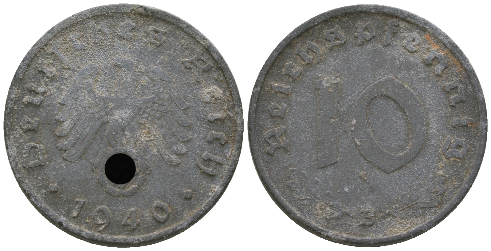 Германия 10 рейхспфеннигов 1940 B KM 101, J. 371 цинк  4641-651