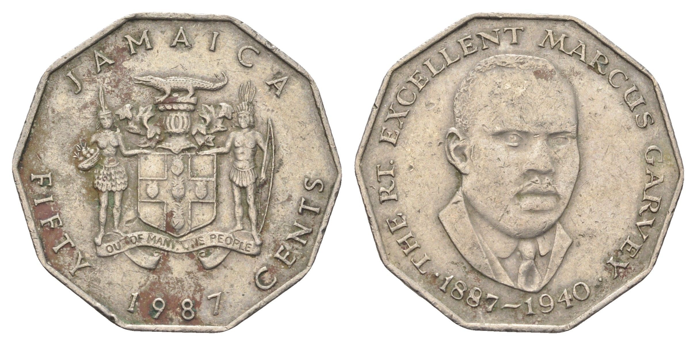 Ямайка 50 центов 1987 Маркус Гаврей (1887-1940) KM 65 медно-никель 4661-1124