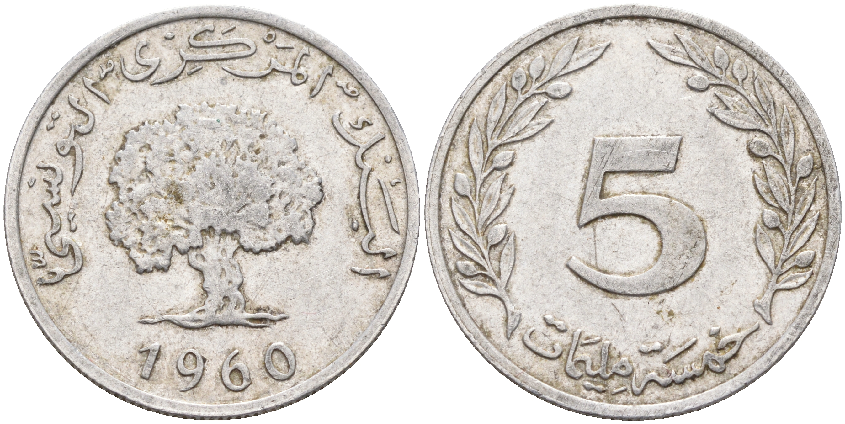 ТУНИС 5 МИЛЛИМОВ 1960 FAO KM 282 алюминий 63-1332