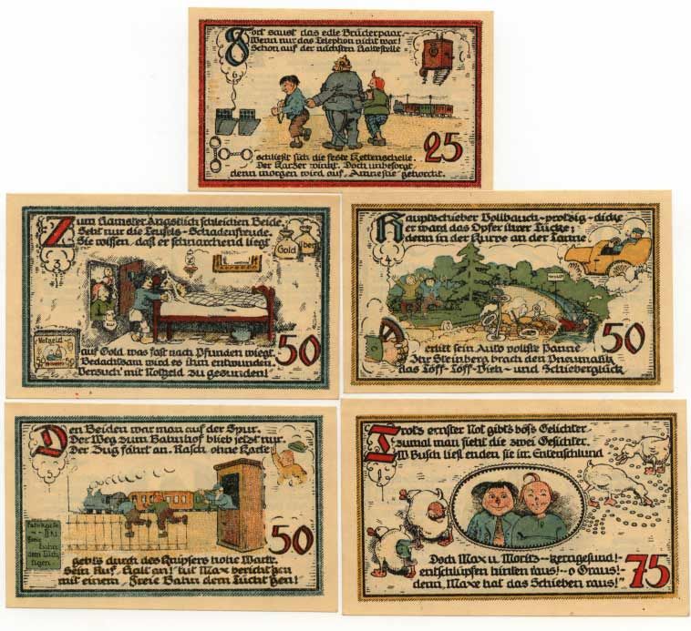 ГАНТЕРСЛЕБЕН ЛОТ ИЗ 5 БОН 25 50 75 ПФЕННИГОВ ВРЕДИТЕЛИ бумага UNC (пресс) 70-3211