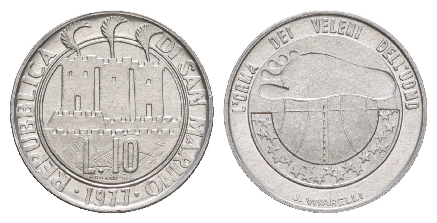 Сан-Марино 10 лир 1977 Экология KM 66 алюминий UNC 4648-242