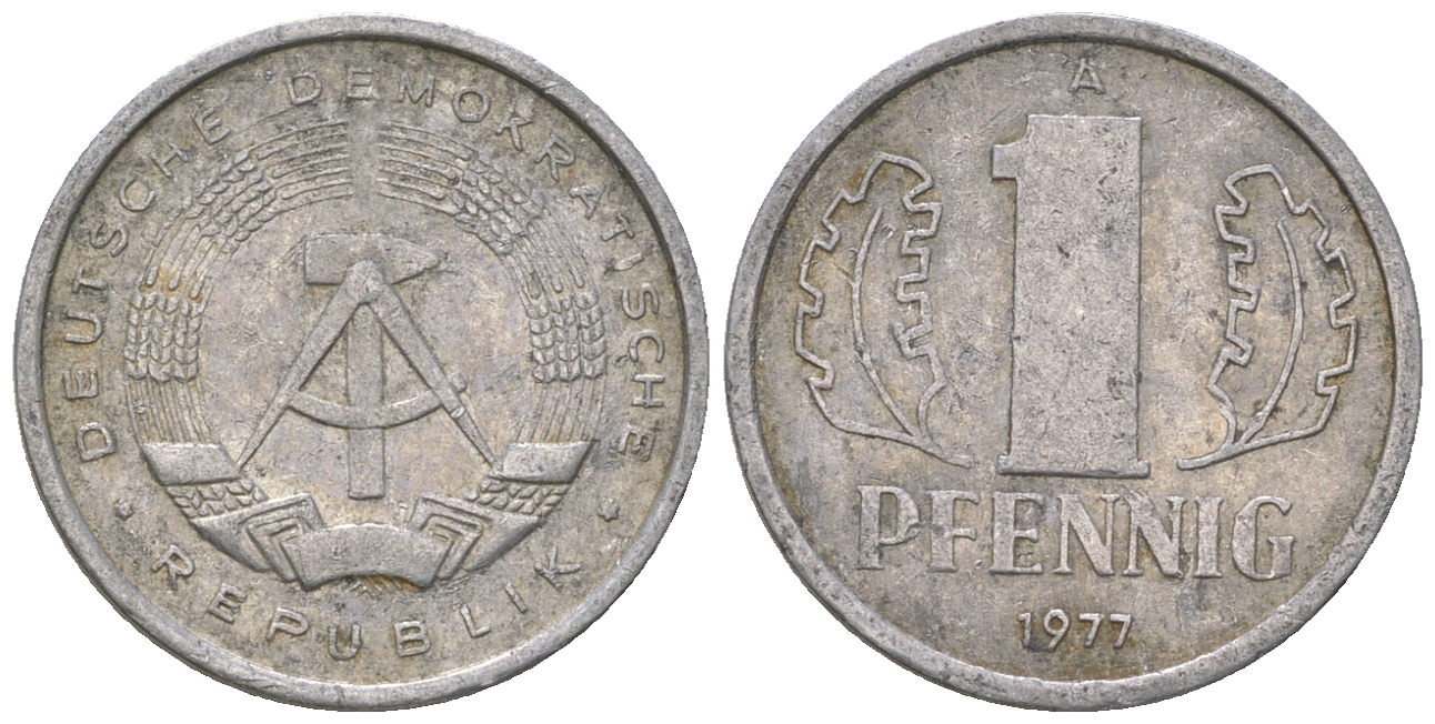 ГДР 1 пфенниг 1977 А KM 8.2 алюминий 4623-333