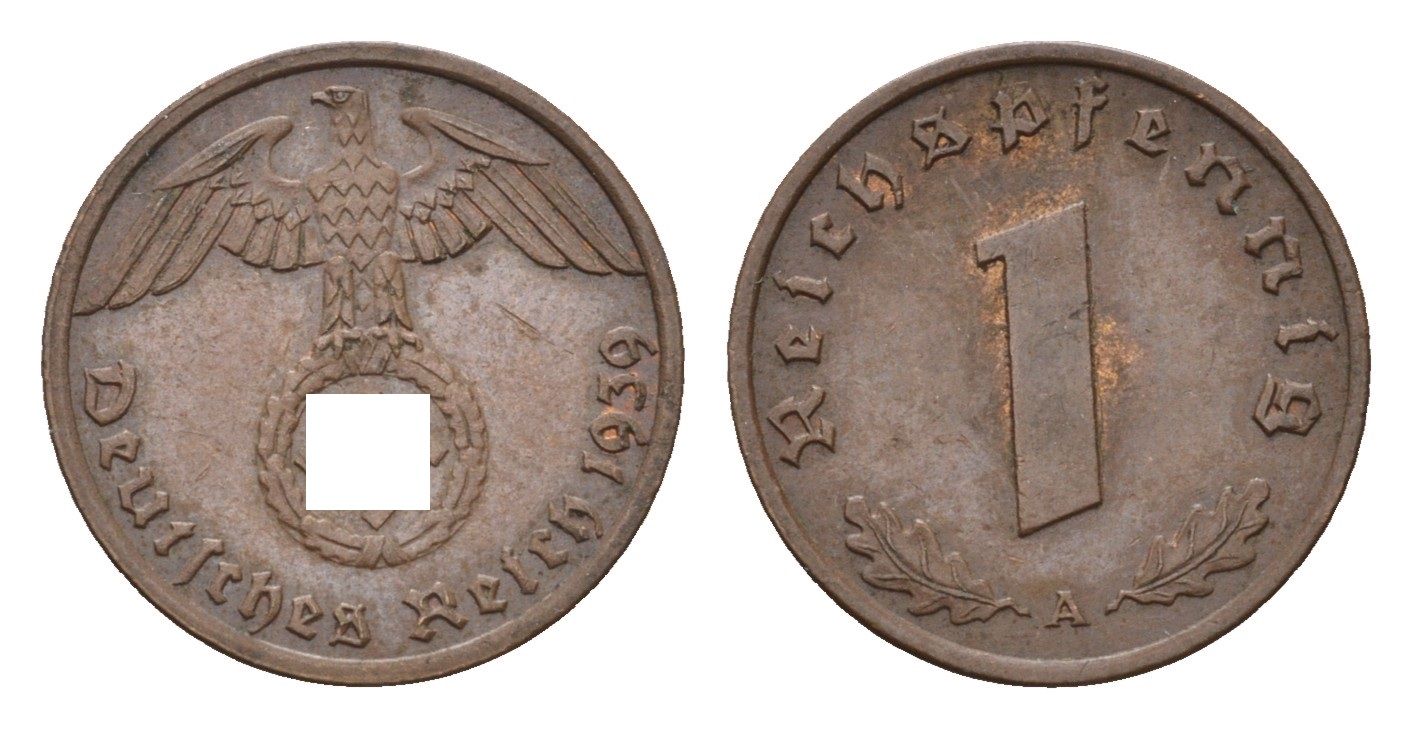 Германия 1 рейхспфенниг 1939 A KM 89, J. 361 бронза 4684-1162