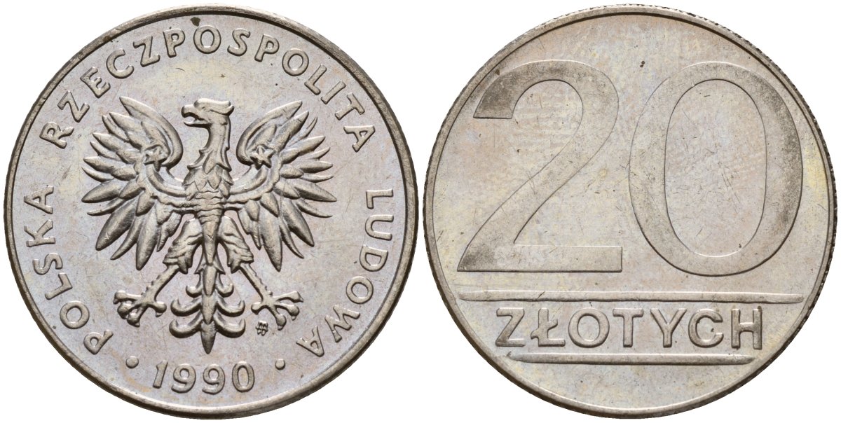 Польша 20 злотых 1990 MW KM 153.2, Parchimowicz 255b медно-никель 4187-745