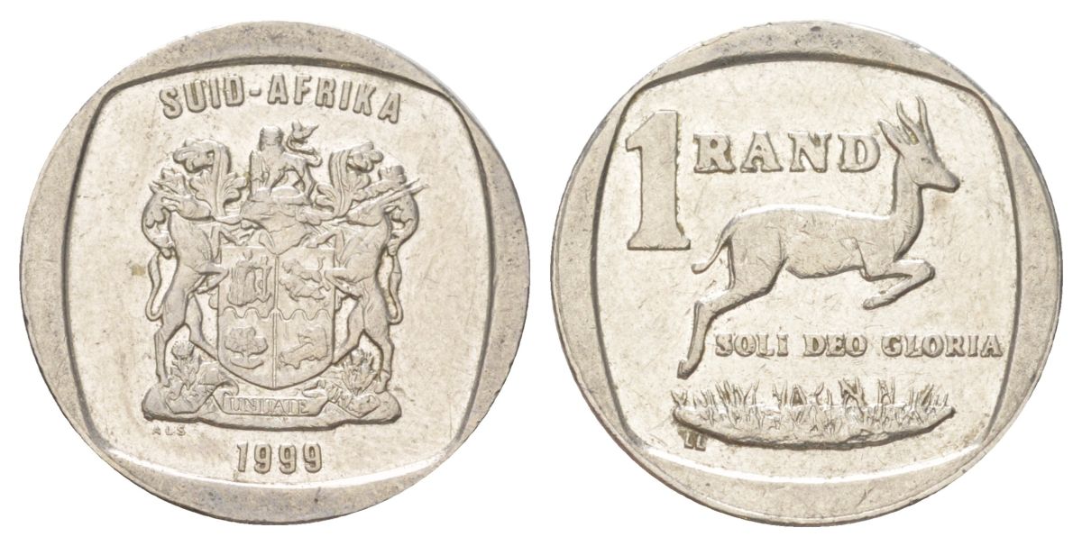 ЮАР 1 ранд 1999 KM 164 медь плакированная никелем 4627-348